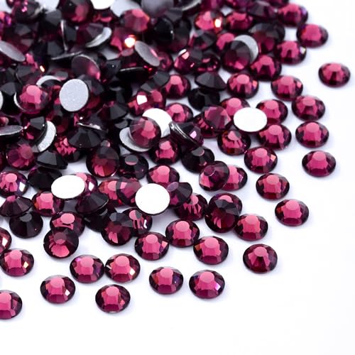 Image of Purple Flatback Rhinestones, Glass Rhinestones for Nail Art and Craft, Glue Fix, Loose Crystal Gemstones(Purple, SS16, 1440pcs, 3.8-4.0mm)
