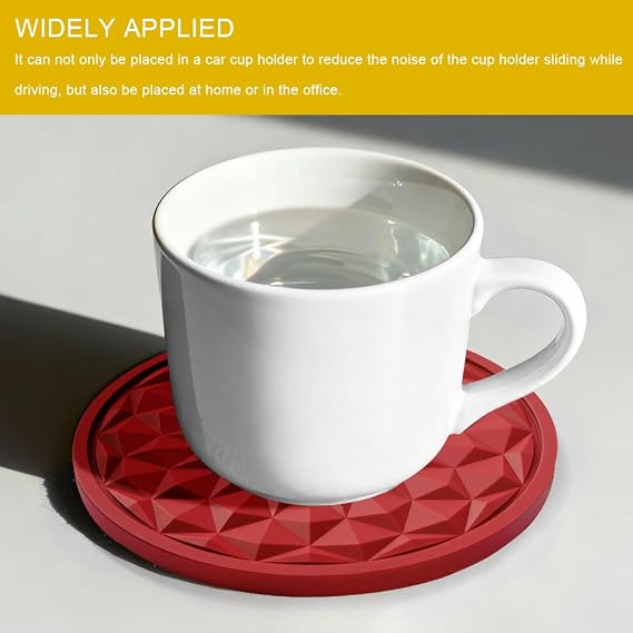 4PCS Car Cup Holder Coasters, 2.75 Inch Non-Slip Insert Water Bottle Holder Pads, Dustproof Automotive Interior Accessories Auto Mug Mats for Men Women, Universal Fit Most Vehicles (Red)