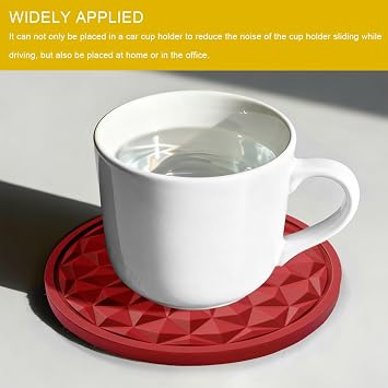 4PCS Car Cup Holder Coasters, 2.75 Inch Non-Slip Insert Water Bottle Holder Pads, Dustproof Automotive Interior Accessories Auto Mug Mats for Men Women, Universal Fit Most Vehicles (Red)