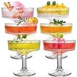 ZOOFOX Set of 6 Coupe Glasses, 7 oz Vintage Cocktail Coupe Glasses Set, Crystal Martini Glasses with Stem, Embossed Bar Drinking Glasses Set for Espresso Martini, Cosmopolitan, Manhattan, Gimlet