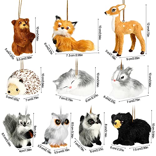 Threan IT-THREAN-44734 10 Pieces Plush Animal Christmas Ornament Woodland Furry Animal Ornaments Hanging Fur Ornament Decorative Xmas Tree Hanging Ornament thumb #1