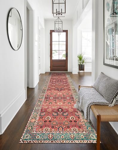 vivorug Runners for Hallways 2'x10', Non Slip Washable Rug, Carpet Runner for Kitchen Laundry Room Bedroom, Ultra Soft Rug Runner with Rubber Backing, Cherry Red/Spice