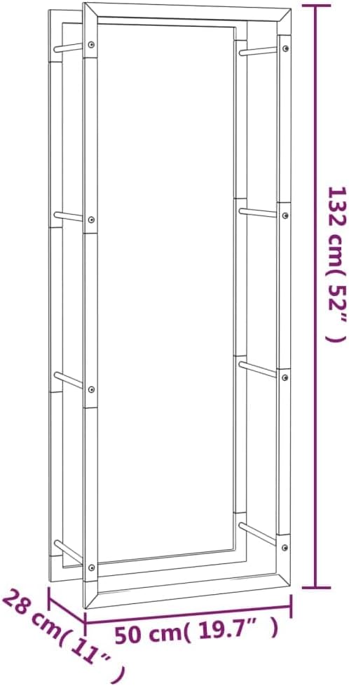 Firewood Rack, Outdoor Heavy Duty Wood Rack for Firewood Indoor Log Holder for Fireplace, Fire Wood Holder Metal Lumber Storage Carrier Firewood Log Rack Stand Stacker, 19.7"x11"x52"