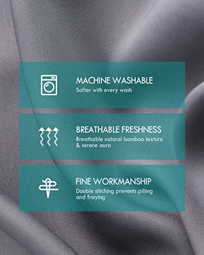 Kaisa Bamboo Sheets Set 6Pcs Queen Size, Pure 100% Bamboo Cooling Sheets, Luxury Silky Soft Flat And Fitted Sheets With 4 Pillowcases, 6 Pieces Bedding Sets With 16” Deep Pockets, Queen, Gray #TOP5