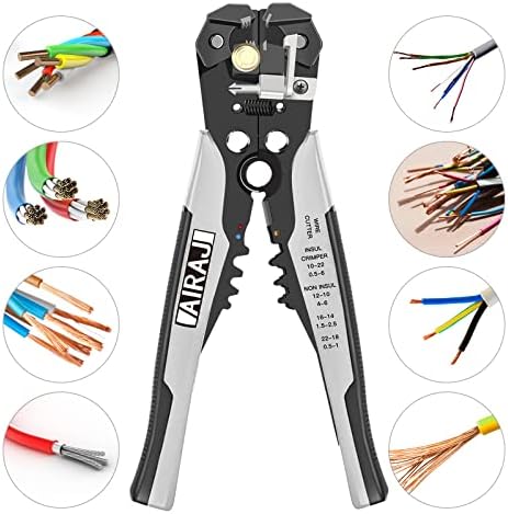AIRAJ PRO Wire Stripper ,10-24 AWG Wire Strippers Electrical with Spring Loaded Handles,Stripper Cutter for Electricians Distribution Box Repair