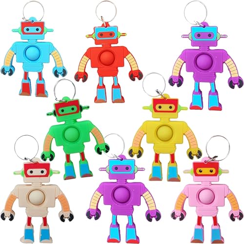 mypush popo 24 Packs Robot Presents Bulk Rainbow Fidgets Classroom Students Gifts from Teacher, Mini Pop Christmas Prizes Party Favors for Kids