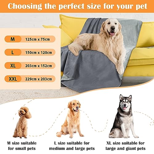 Kritter Planet Hundedecke Wasserdicht, Kuschelig Sex Decke, Urinbeständige Haustierdecke Waschbar Hundedecke für Sofa Bett Couch Autositz Möbel, XXL Decke 229 x 203 cm, Hellgrau/Dunkelgrau