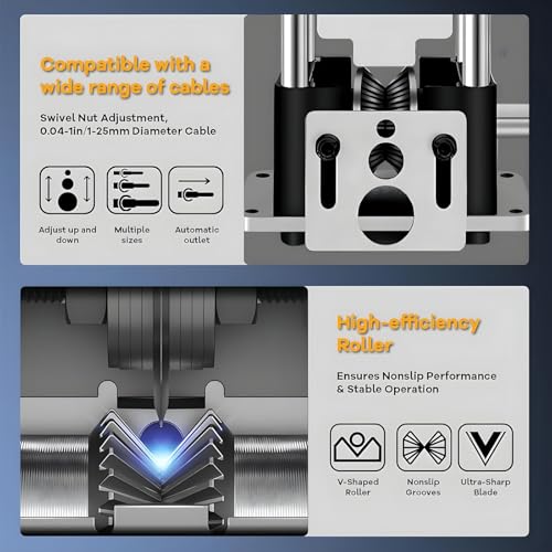 Image of Xfopz Wire Stripper Machine,0.04 inch-1 inchInches Manual Wire Stripping Machine,Hand Crank Copper Wire Stripper, Portable Steel Frame Drill Powered Stripping Tool for Scrap Copper Wire Cable Recycling