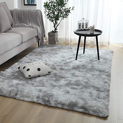 Meyecon Teppich Grau Shaggy Teppich Area Rug Wohnzimmerteppich Teppiche Bedroom Carpet Neu Hellgrau...