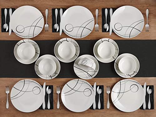 Studio Nova Porcelain 18-Piece Dinnerware Set, Service For 6, Circles #TOP7