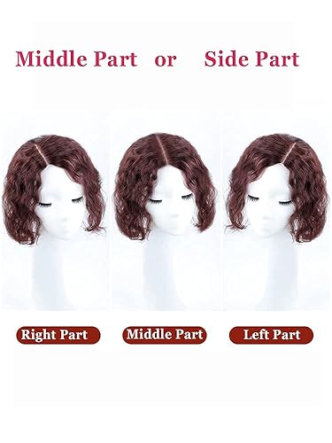 Miniatura 4 de 16 pulgadas rizado 100% cabello humano parte lateral con flecos para mujeres con cabello delgado, extensiones de cabello con clip, peluca ondulada