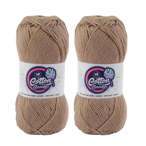 Image of NESTNHAVEN Cotton Candy 100% Cotton Yarn - (100g, 185 Meters) - Luxury Yarn for Crochet, Amigurumi, Embroidery, Toys, Garments, Flowers and Hobby, Projects. (Dark Beige) | (200 Gm)