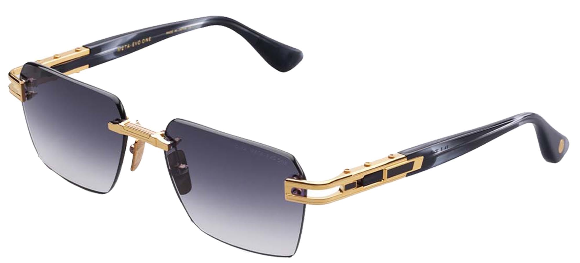 Dita META-EVO ONE DT DTS147 A-01 Yellow Gold Ink Swirl Metal Rimless Sunglasses Grey Gradient Lens