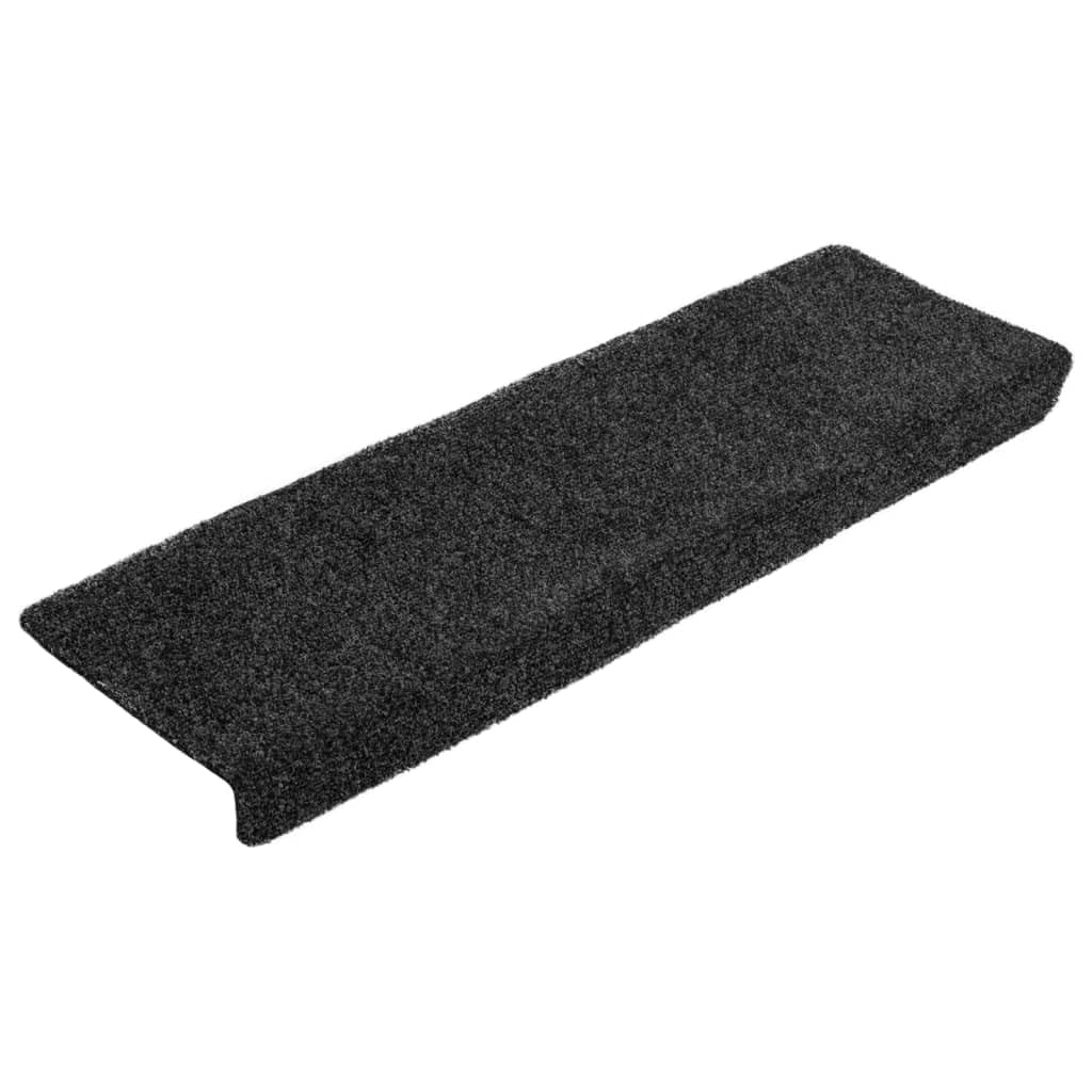 Nadelvlies Treppenstufenmatten 10er Pack 65x21x4 cm Dunkelgrau | Selbstklebend, Geräuschdämpfend, Rutschfest, Waschbar, Rechteckiger Rand