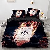  YURKO Parrure De Lit Poker Pas De Repassage Polyester Coton Housse De Couette 140X200 140 X 200 Cm avec 2 Taies d\'oreiller 65X65Cm