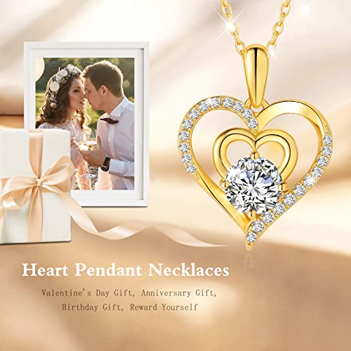 Unicoring Gold Heart Pendant Necklace For Women Trendy, 18K Gold Plated Forever Love Gifts For Women, Birthday Valentines Mothers Day Christmas Gifts For Mom Girlfriend Wife Girls (A-Gold) #TOP1