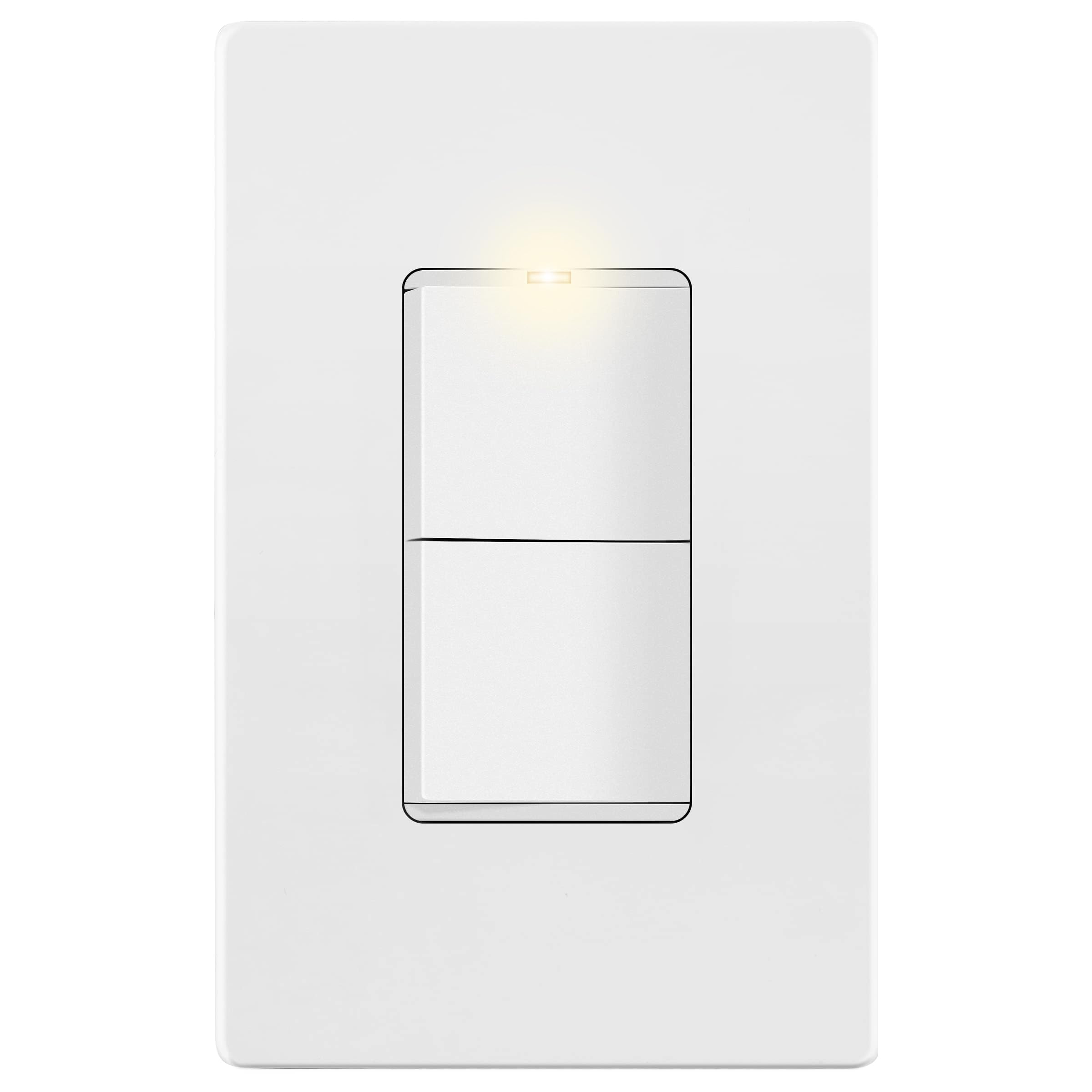 LIDER Minimalist Design Matte Finish Lighted Double Switch with Screwless Wall Plate Combination Frameless Decorator Switch with Locator