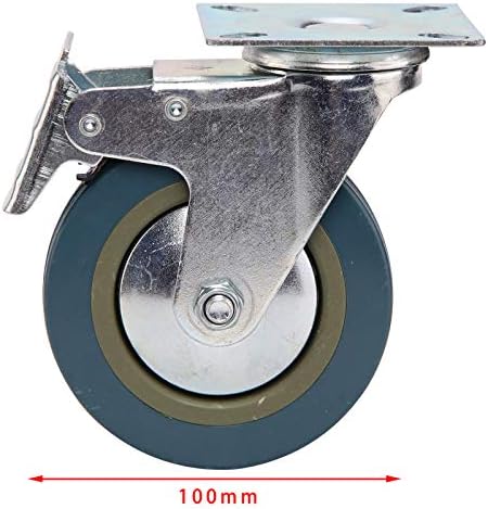 XJYMCOM 4Pcs Castor Wheels 100mm Rubber Swivel Castor Wheels 600kg Heavy Duty Rubber Swivel Trolley Furniture Caster 2 with Brakes 2 Without Brakes