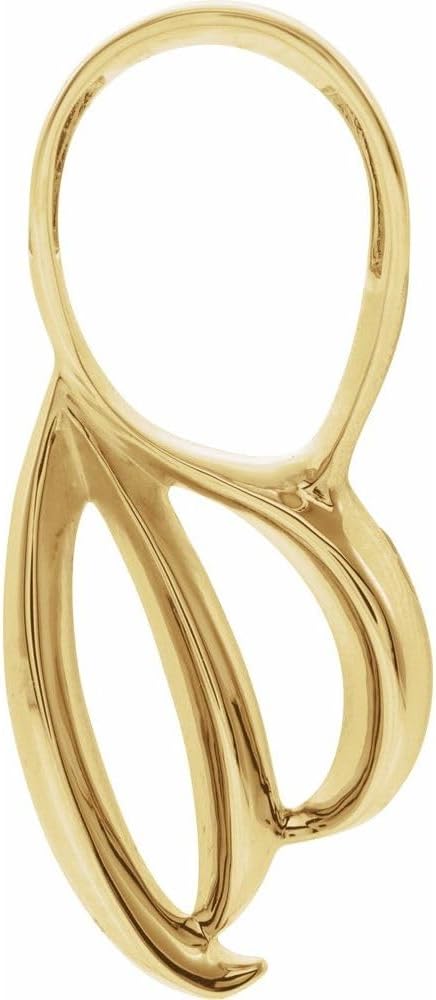 Semi-Polished 14k Yellow Gold Pendant Enhancer Fine Jewelry for Women Gifts for Her (32x12mm, Mounting Only, Not All Stones Included)