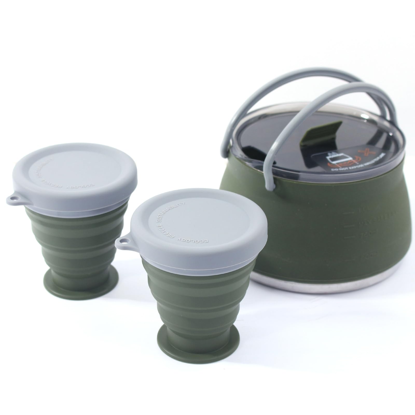 Batterie de cuisine de camping pliable en silicone de qualité alimentaire pour randonnée