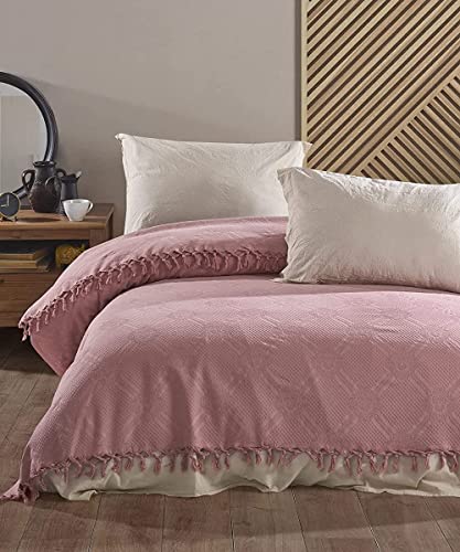 BOHORIA® Dalila Couvre-lit extra large 220 x 240 cm | 100 % coton | Jeté de canapé, fauteuil et lit | Couverture de canapé (220 x 240 cm, Blush) Cover