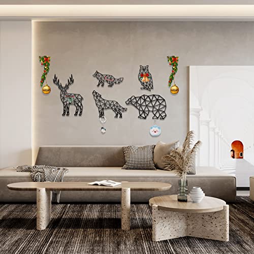 Zzz Tyloo Metal Geometry Wall Decor, Metal Bear Wolf Fox Owl Deer Wall Decor, Black Set Of 5 #TOP7