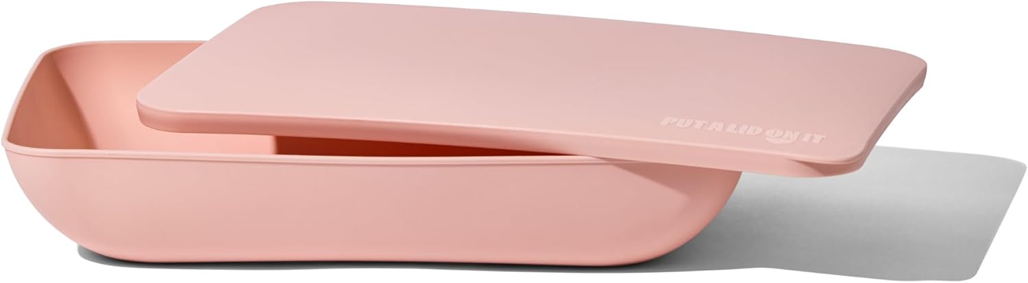 | Serving Bowl with Platter Lid | Made in Australia with Certified Recycled Food-Safe Plastic | Ideal for Snacks, Bento Meals, Fruit, and Leftovers | Peach Color Rectangular