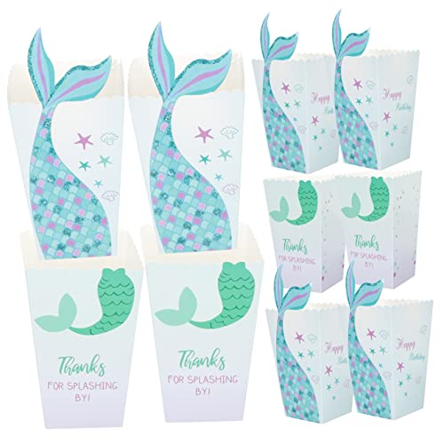 NAMOARLY Movie Night Treat Box Mermaid Pattern Paper Popcorn Serving Cups 24ct Popcorn Boxes for Party