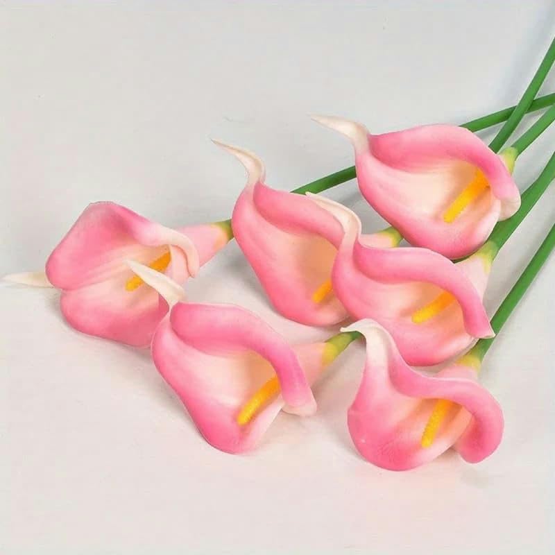 sztuczne kwiaty. 3/5/10 sztuk Real Touch Biały Kwiat Sztuczne Calla Lily Jedwabne Kwiaty Do Domu Kuchnia Ślub Panny Młodej Fałszywe Dekoracje Kwiatowe(Light Pink,3Pcs)