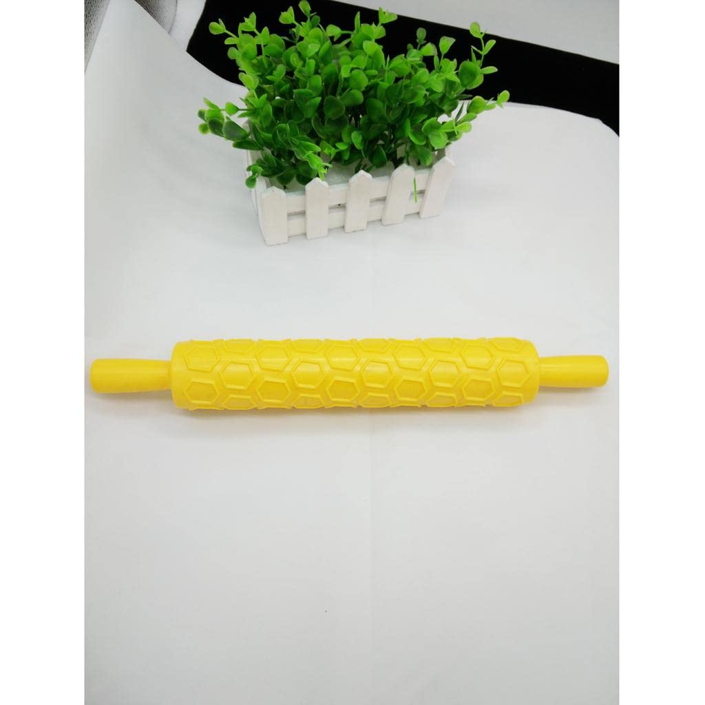 Sugarcraft Cake Fondant Rolling Pin Embossed Decor Mold Yellow Hive