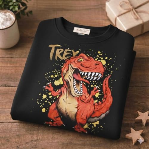 Imprimé T-Rex sur un pull chaud enfant qui ne gratte pas