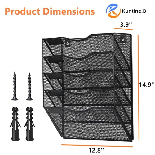 Kuntine.B 5 TIER BLACK Pockets Wall File Holder Organizer Office Hanging Magazine Rack Wall File Organizer thumb #1