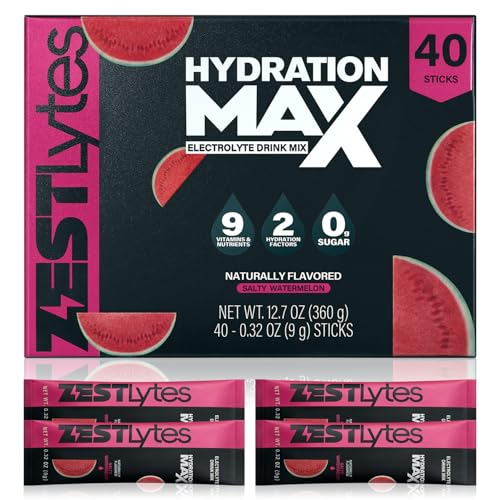 ZestLytes Salty Watermelon Sugar-Free Electrolyte Sticks (40-pack)