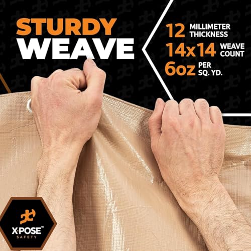 Heavy Duty Tan Poly Tarp 9' X 12' (2-Pack) - Multipurpose Protective Cover - Durable, Waterproof, Weather Proof, Rip and Tear Resistant - Extra Thick 12 Mil Polyethylene - by Xpose Safety by Xpose Safety - Image 6