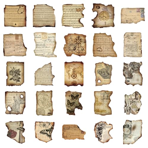 prstincol vintage journaling stickersscrapbook supplies for planners100pcs junk journal supplies with antique map prints distressed edges for kids teenagers adults