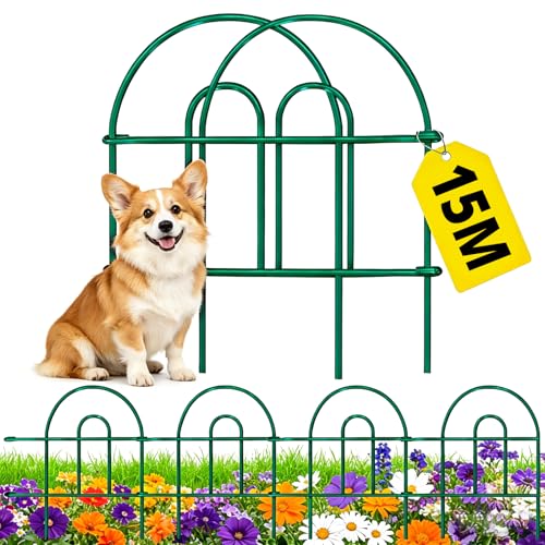 Amagabeli 46CM X 43CM X 35PCS Clôture Décorative Métal pour Jardin Motif Paysage et Barrière Barriere de Jardin Vert Panneaux Extérieurs FC01 DA1492