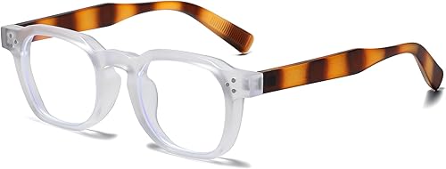 Miniatura 8 de AIEYEZO Lentes retro de luz azul para hombres y mujeres, anteojos cuadrados con marco grueso, gafas de computadora vintage de moda Negro,Negro