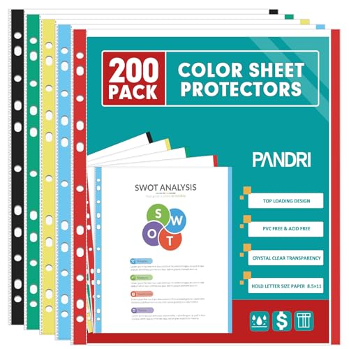 Protectores de hojas de plástico para archivador de 3 anillos fundas transparentes PANDRI