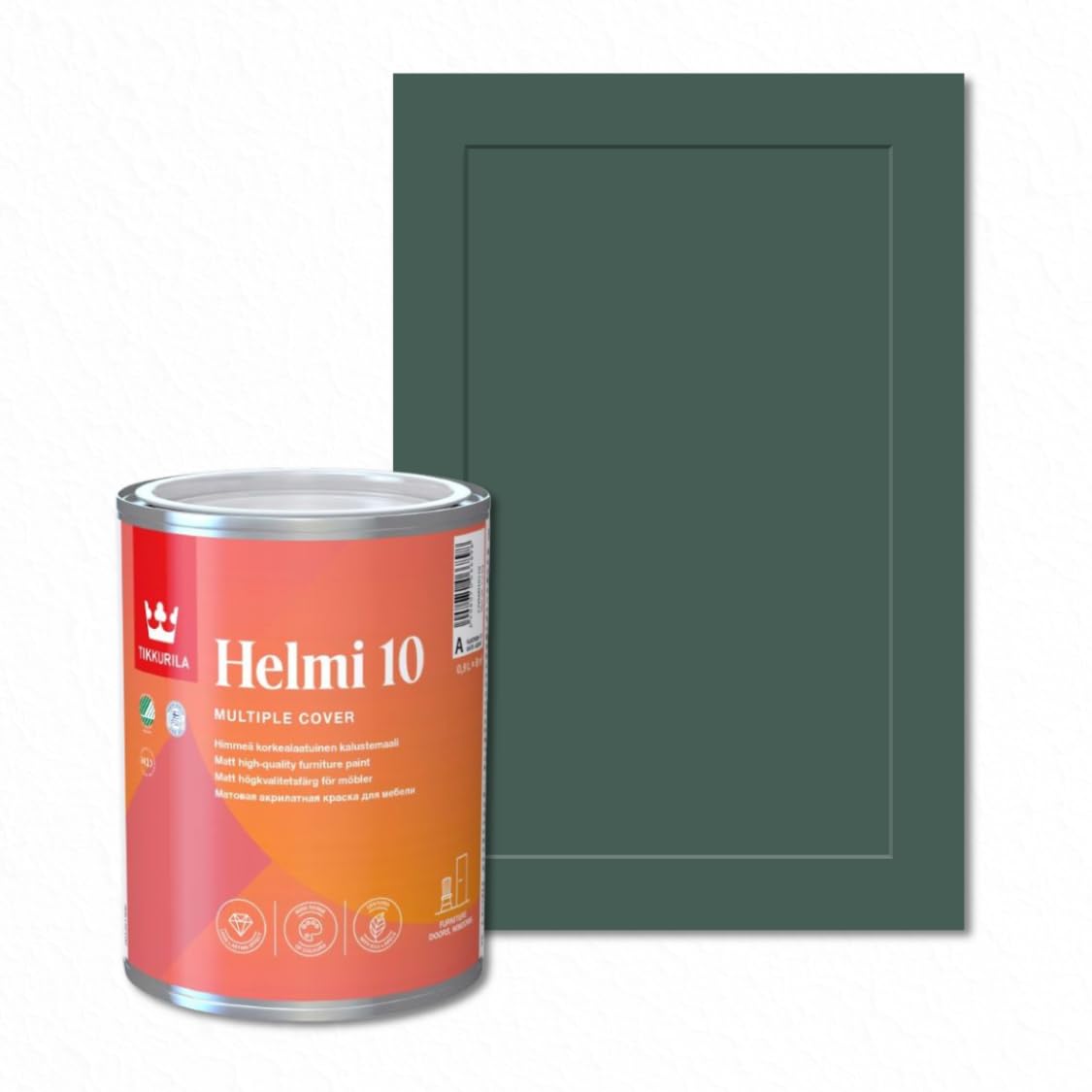 TIKKURILA Helmi 10 Matt Paint for Kitchen Cupboards, Furniture & MDF | Durable Interior Wood Finish - 1L Fjord M442