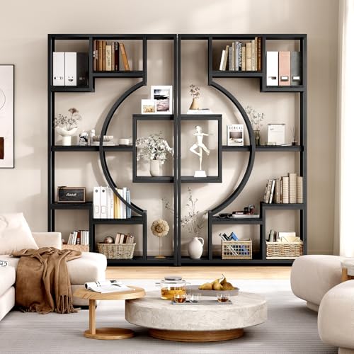 LGHM Bookshelf Set of 2 with Metal Frame, 5 Tier