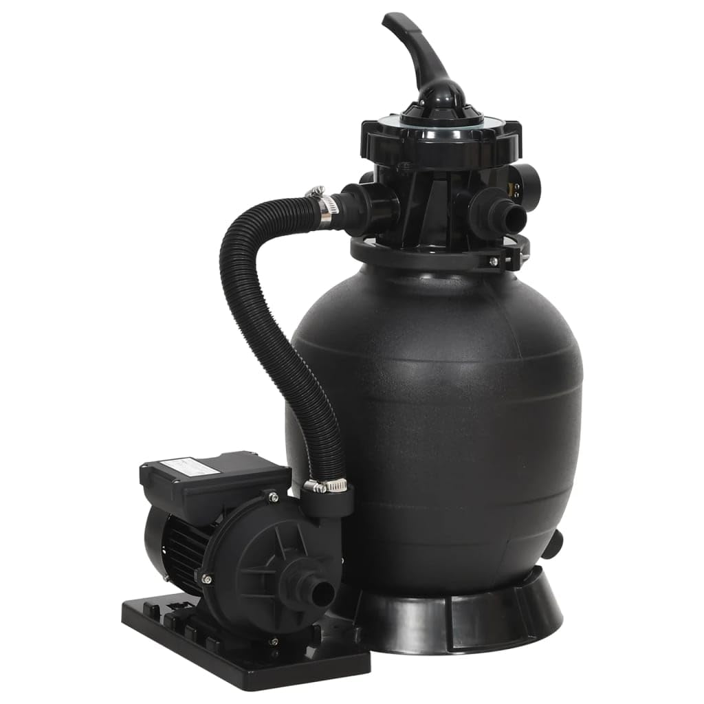 vidaXL Filtro de Arena para Piscinas Eficiente Potente Bomba Eléctrica Accesorio Alta Durabilidad con Válvula Desmontables de 6 Vías Negro