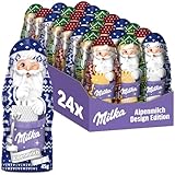 Milka Weihnachtsmann Alpenmilch Design Edition –Großpackung mit drei festlichen Motiven – 24 x 45g