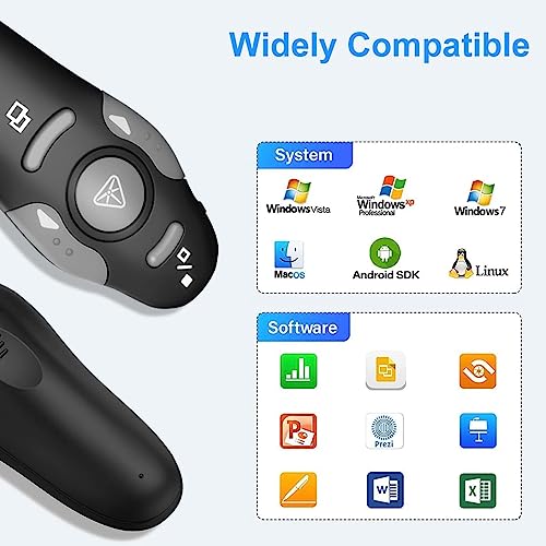 Image of COOLCOLD Laser Pointer | Slide Changer with Laser Pointer | Laser Pointer for Presentation | Power Point Clicker USB Wireless 2.4ghz Remote Control for Laptop Slideshow Projector Presentations