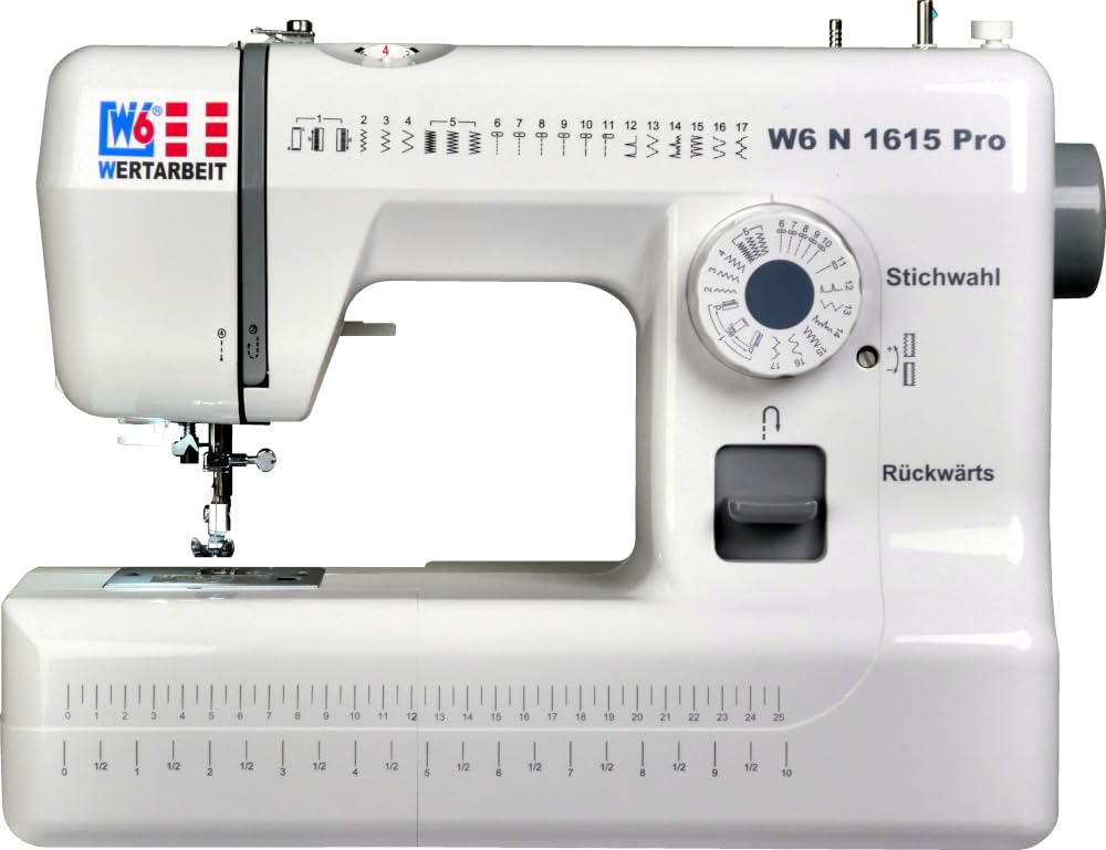 W6 Nähmaschine N 1615 Pro mit 17 Programmen | Freiarm | automatischer Einfädler | obenliegende Spule | Umlaufgreifer | Knopflochautomatik | Jeans nähen | Reißverschluss