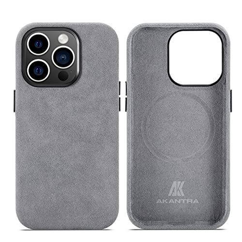 Akantra Alcantara Case For Apple Iphone 14 Series, Handmade Fully-Wrapped Synthetic Suede Cover, Compatible With Magsafe Wireless Charging(Iphone 14 Pro Max,Gray) #TOP2