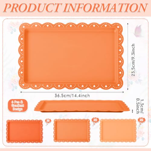 Acellegic 6 Pcs Orange Serving Trays Plastic Food Platters by Acellegic - Used condition - Image 2