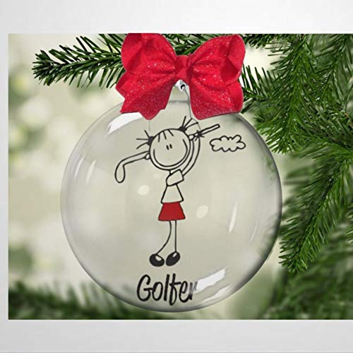BYRON HOYLE Adorno de Navidad para niña de golf con diseño de árbol de Navidad, diseño de bolas de Navidad, irrompibles, para fiestas, bodas, etc.