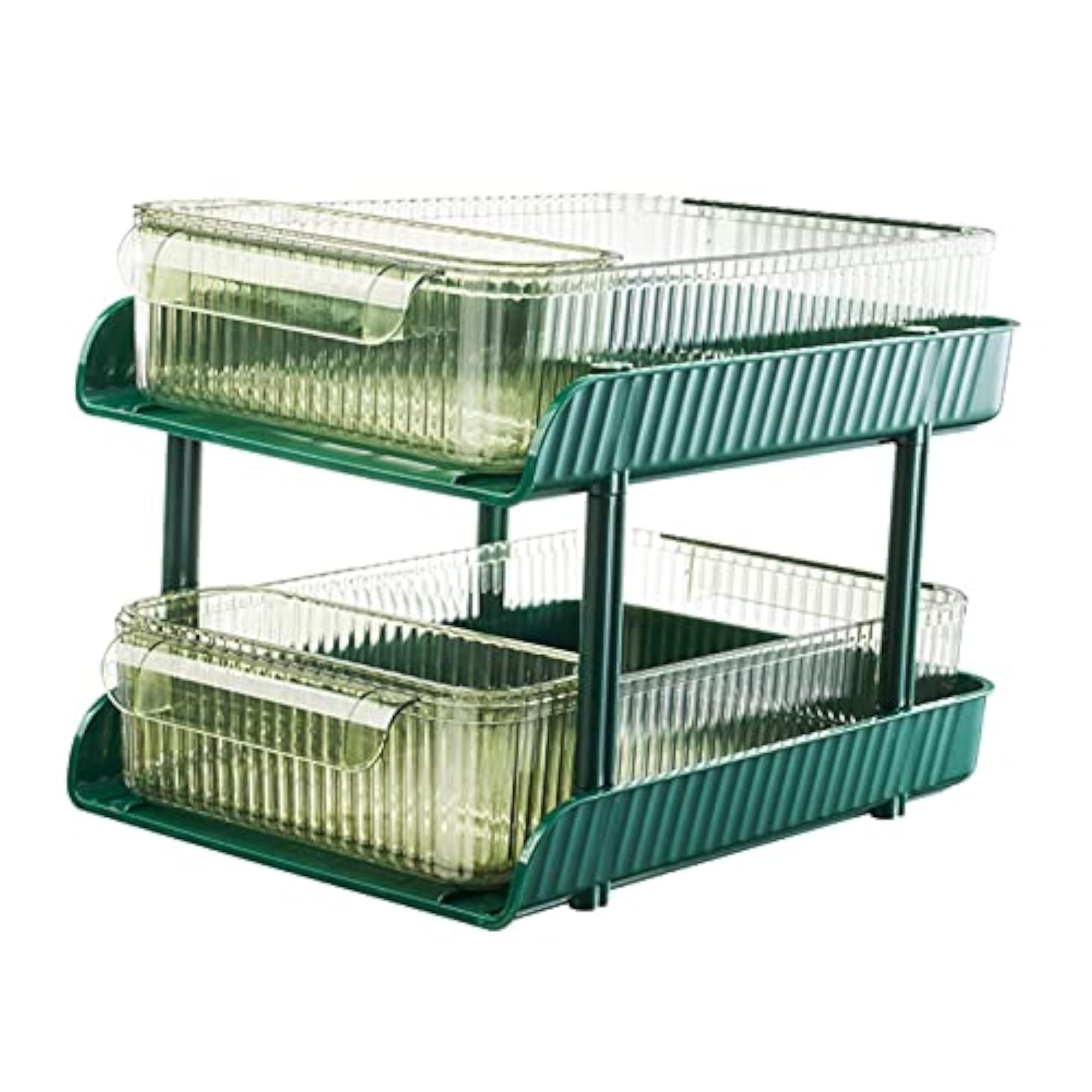 Desktop Organizer Storage with 2 Small Storage Boxes, Olive Green