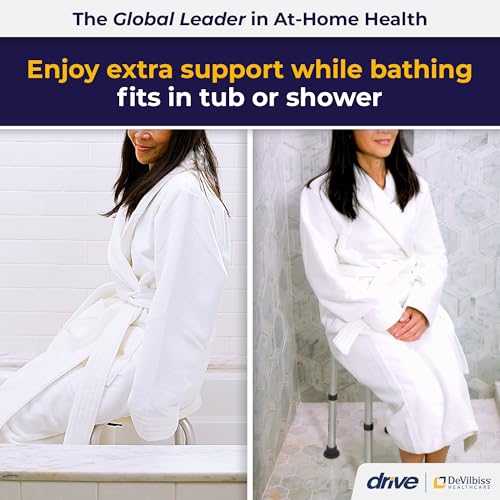 Image of Drive Medical Shower Stool, Adjustable Height, Lightweight Aluminum, White | Adjustable Height and Lightweight Aluminum Construction Support Up to 300 Lbs for Safer Everyday Showering