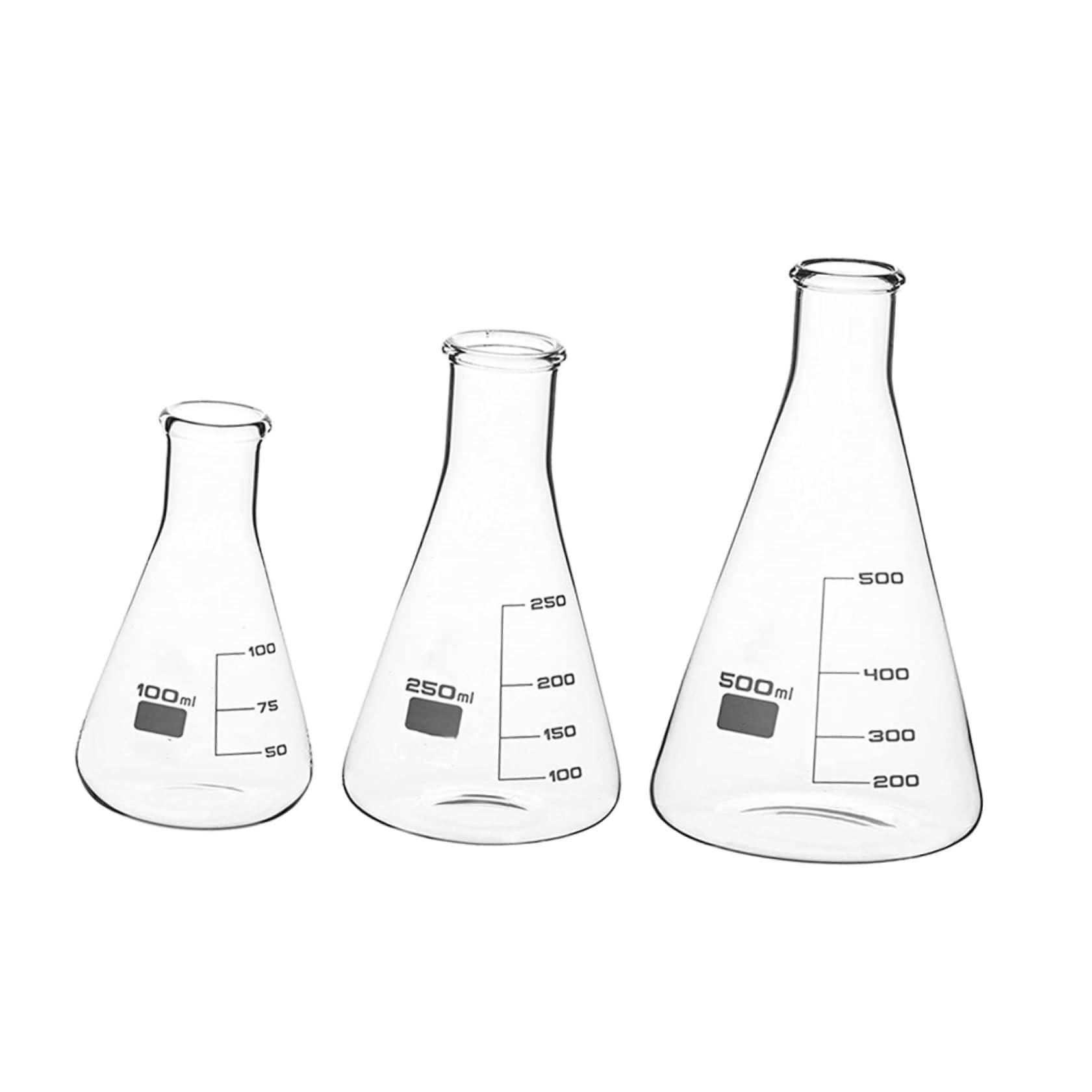 PLAFOPE 3piezas Matraces De Boca Estrecha Matraces Erlenmeyer De Vidrio Para Experimentos Laboratorio